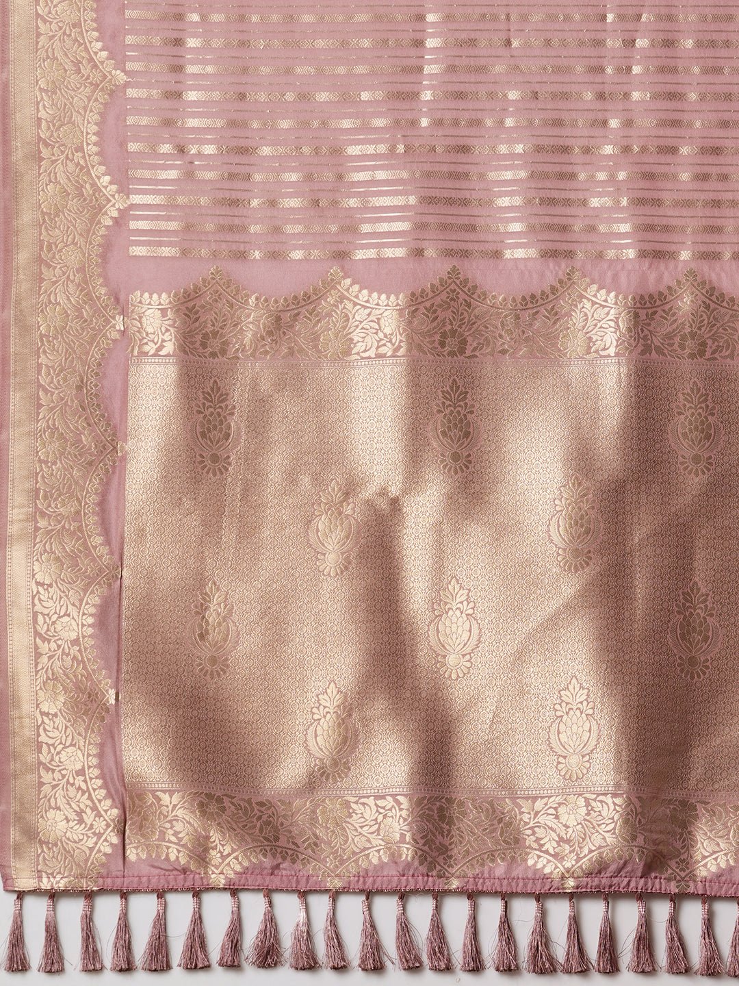Mauve Viscose Silk Banarasi Zari Woven Saree - Ressa