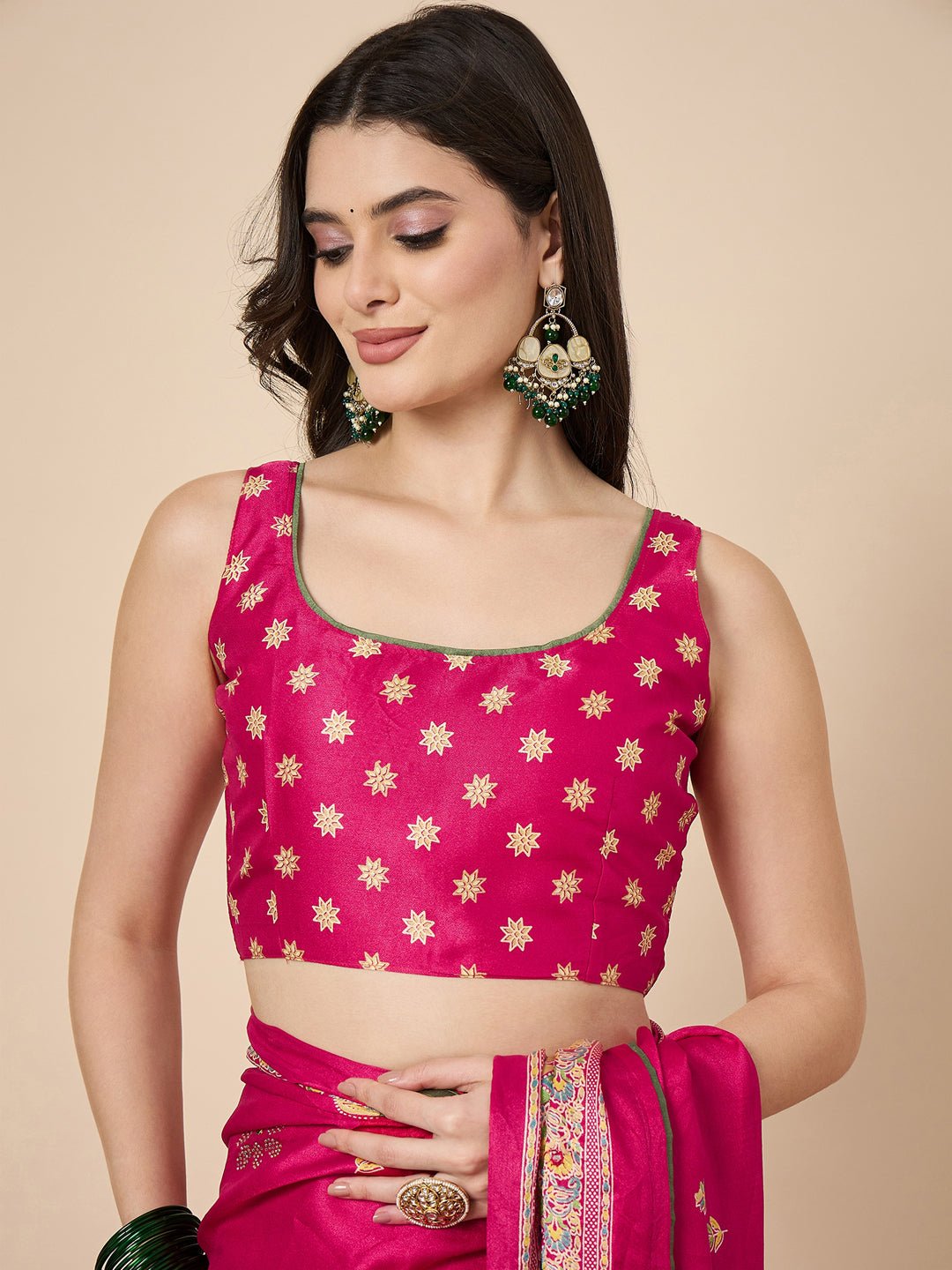 Pink Georgette Ethinic Motif Saree - Ressa