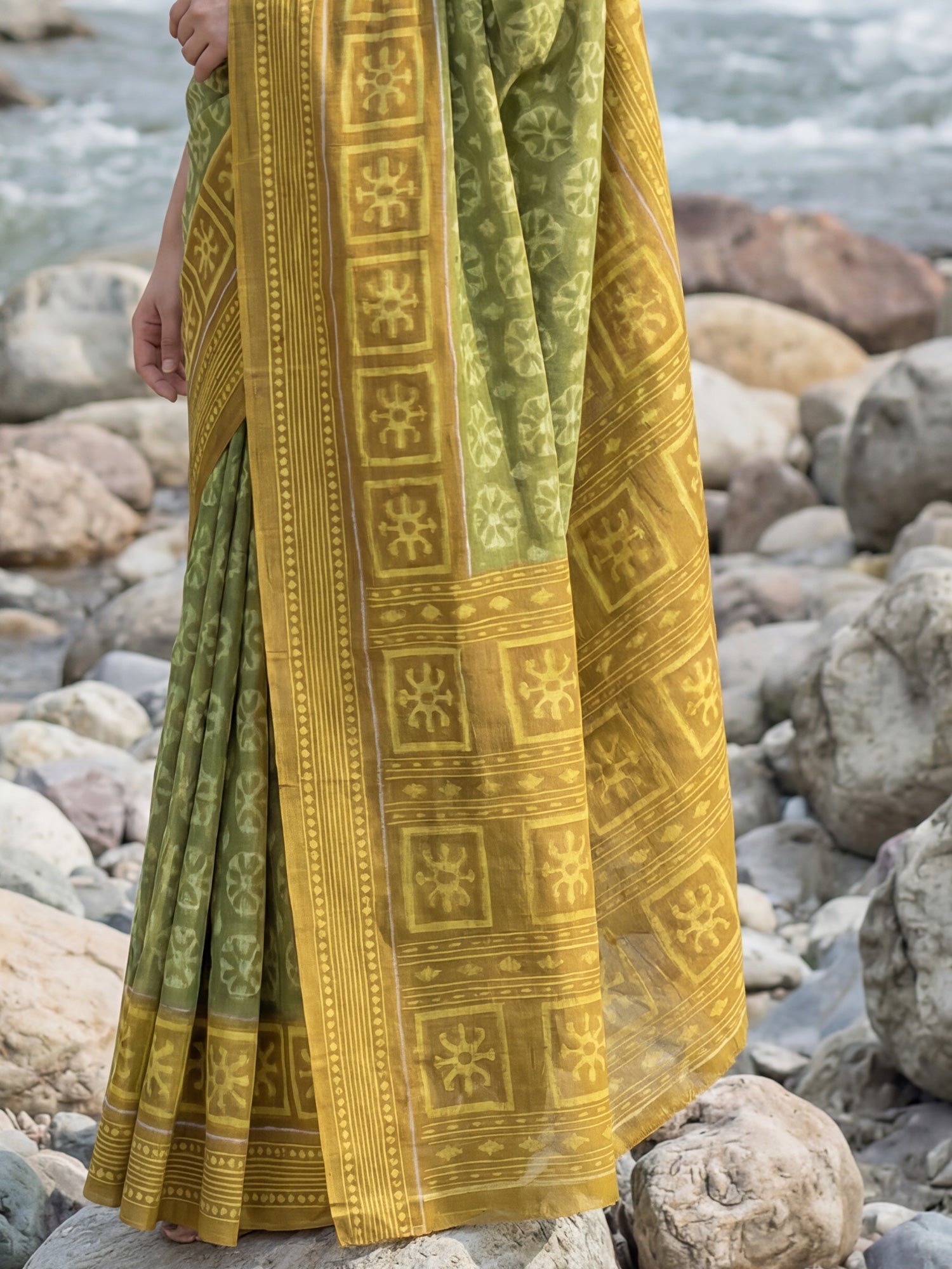 Mehendi Green & Mustard Saree - Ressa