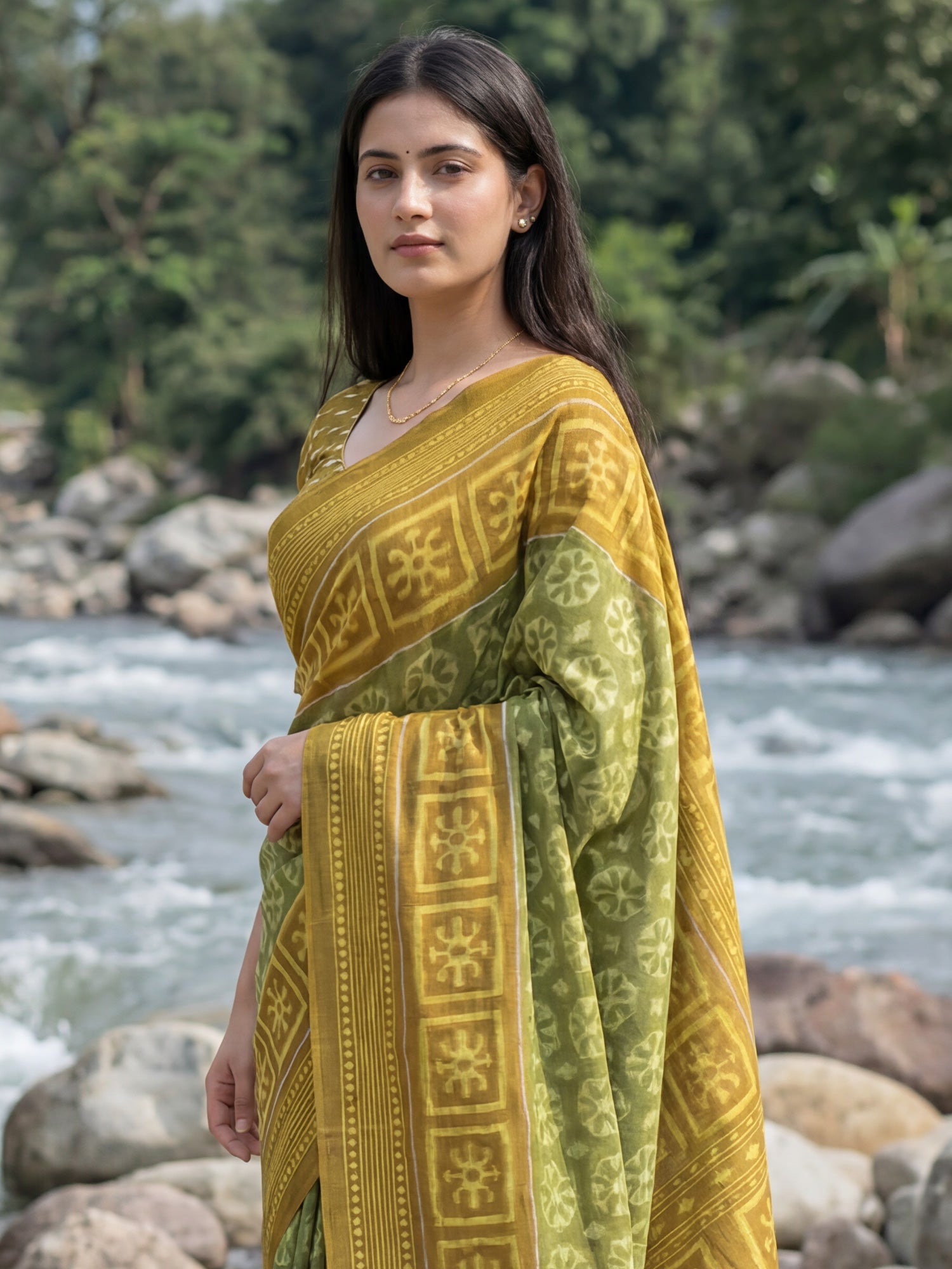 Mehendi Green & Mustard Saree - Ressa