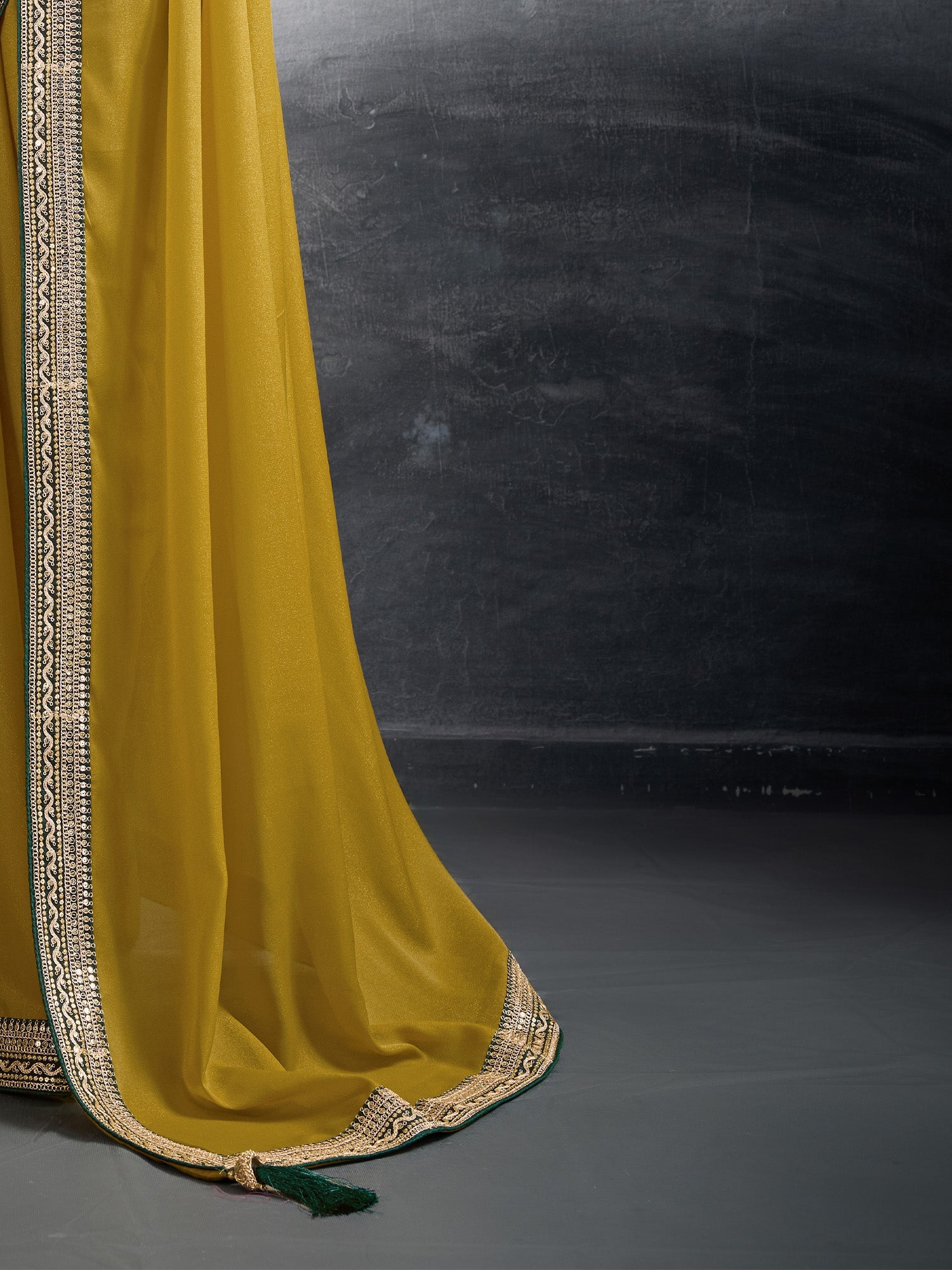 Mehr Mustard Yellow Georgette Saree - Ressa