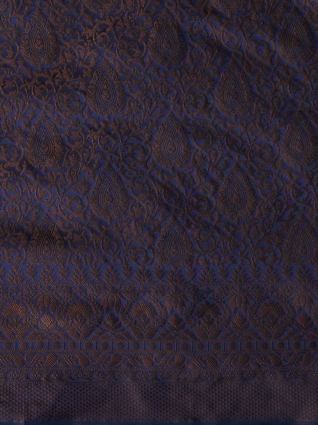 Metallic Blue Silk Saree with Traditional Zari Weave - Ressa