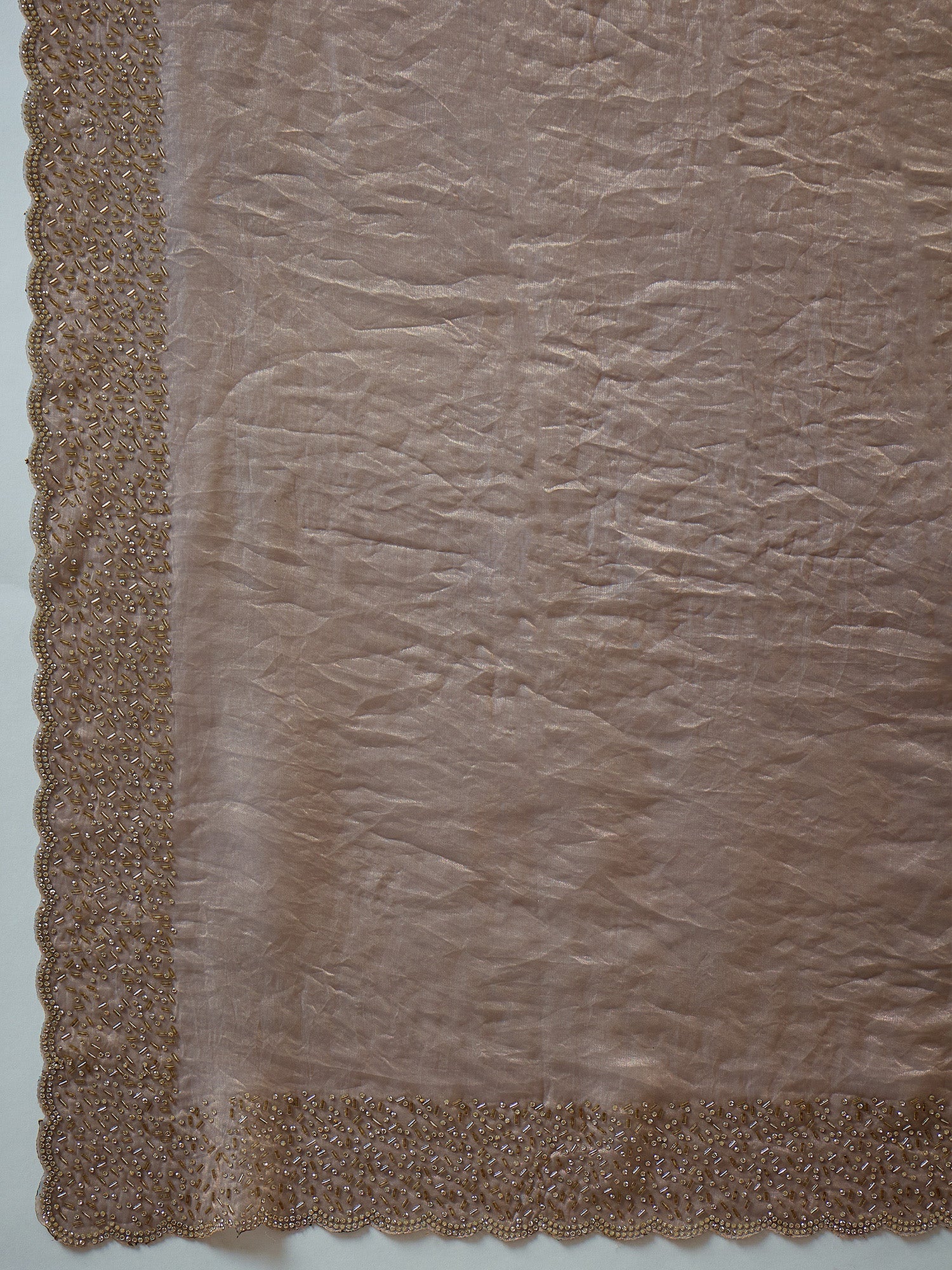Metallic Champagne Shimmer Saree with Sequined Border - Ressa