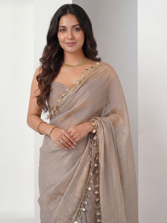 Metallic Shimmer Tissue Saree - Ressa