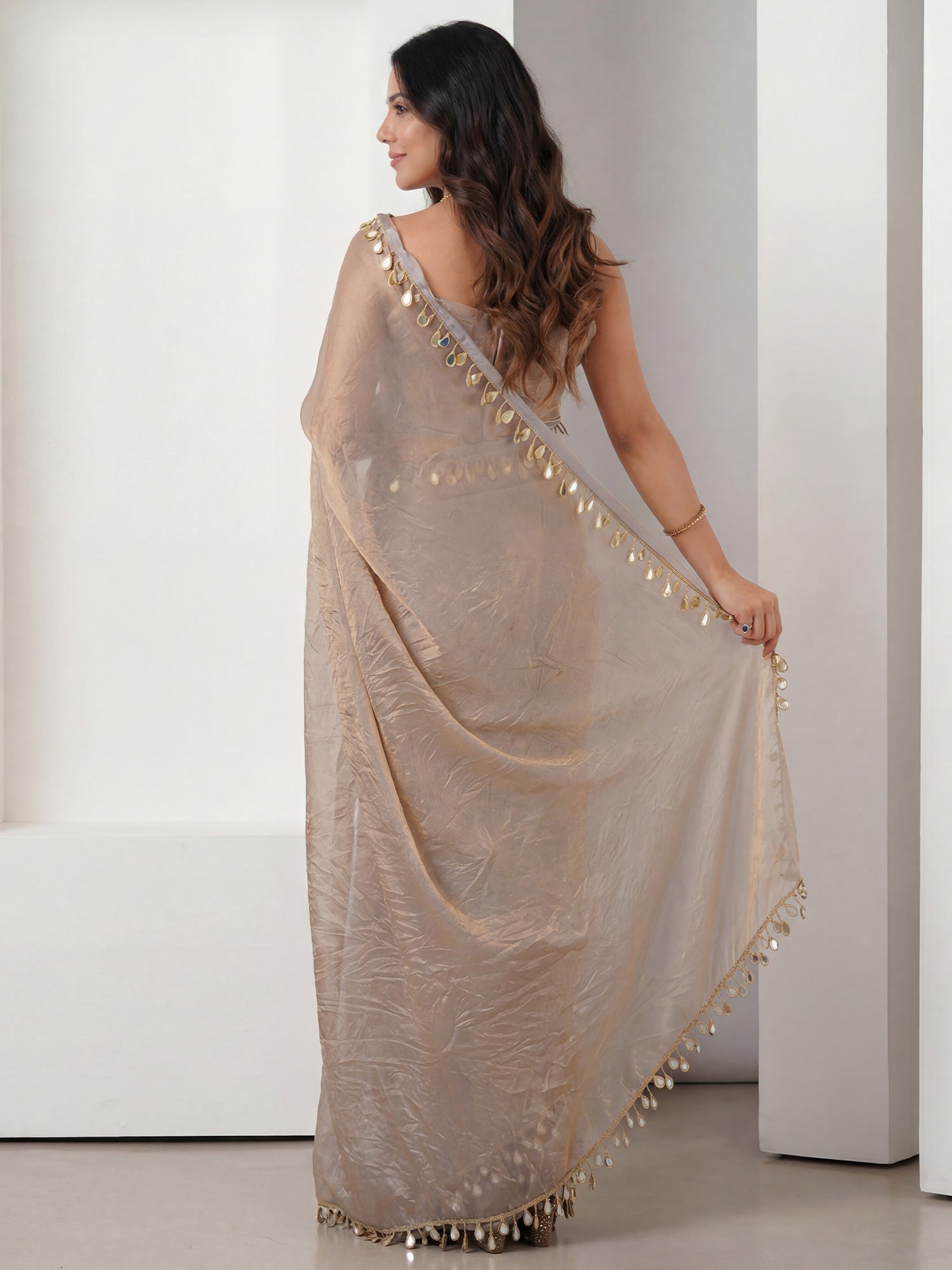 Metallic Shimmer Tissue Saree - Ressa