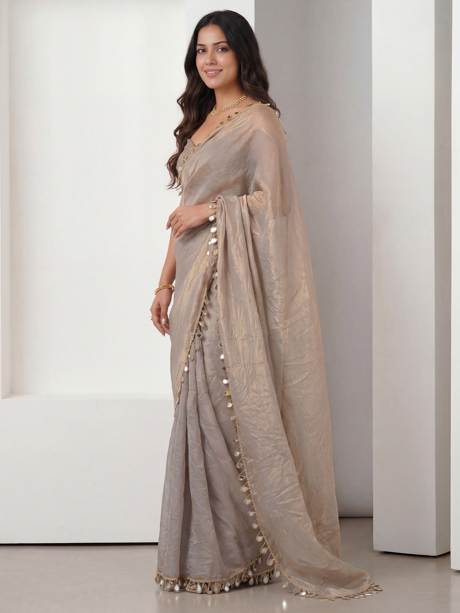 Metallic Shimmer Tissue Saree - Ressa