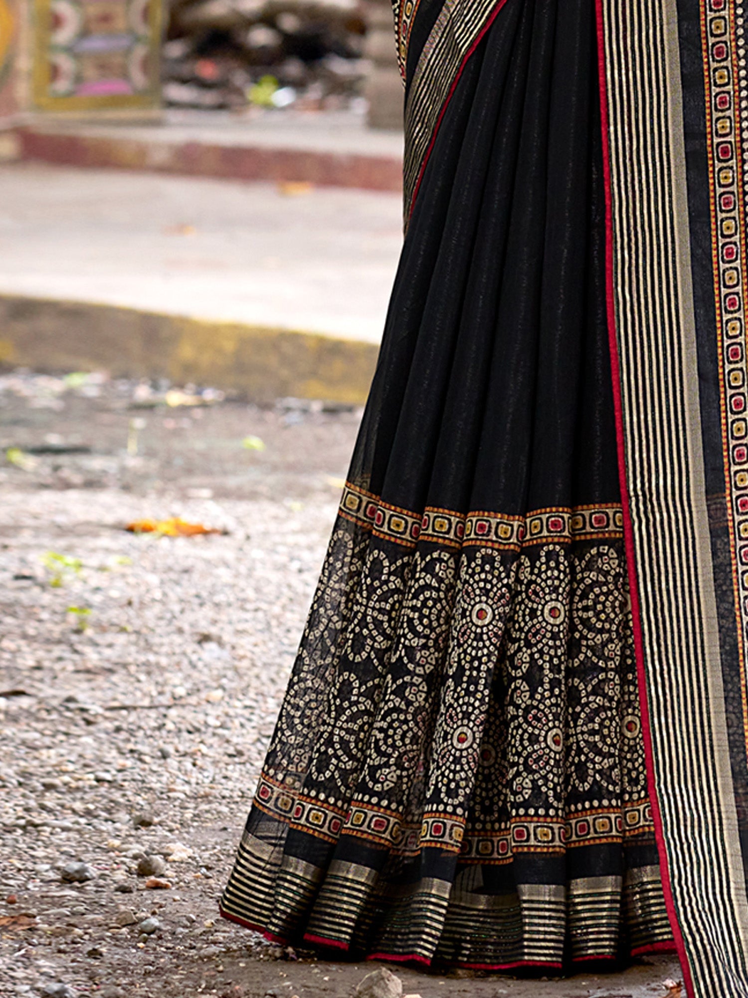 Midnight Black Chiffon Saree - Ressa