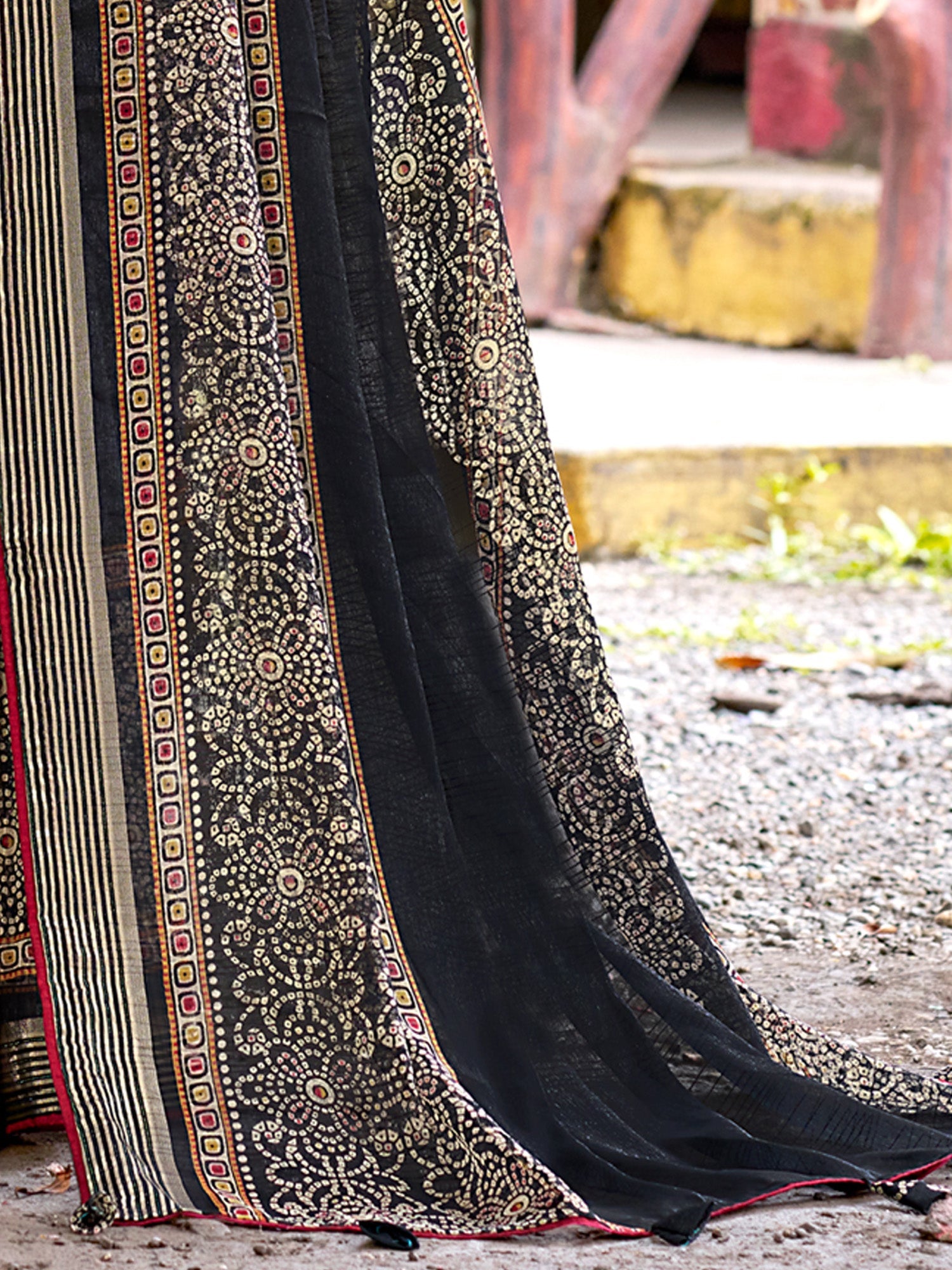 Midnight Black Chiffon Saree - Ressa