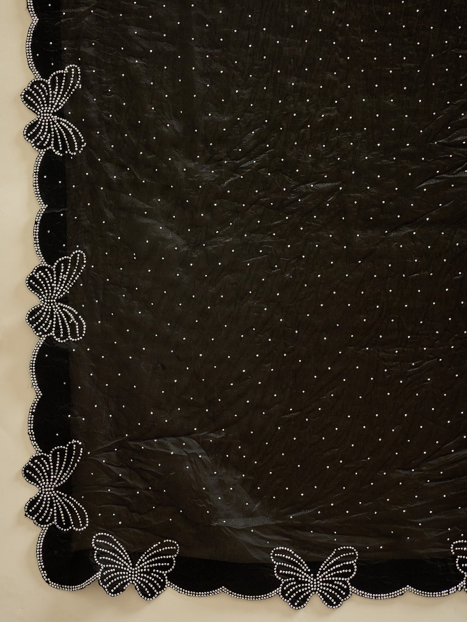 Midnight Black Georgette Saree with Butterfly Cut-Work - Ressa