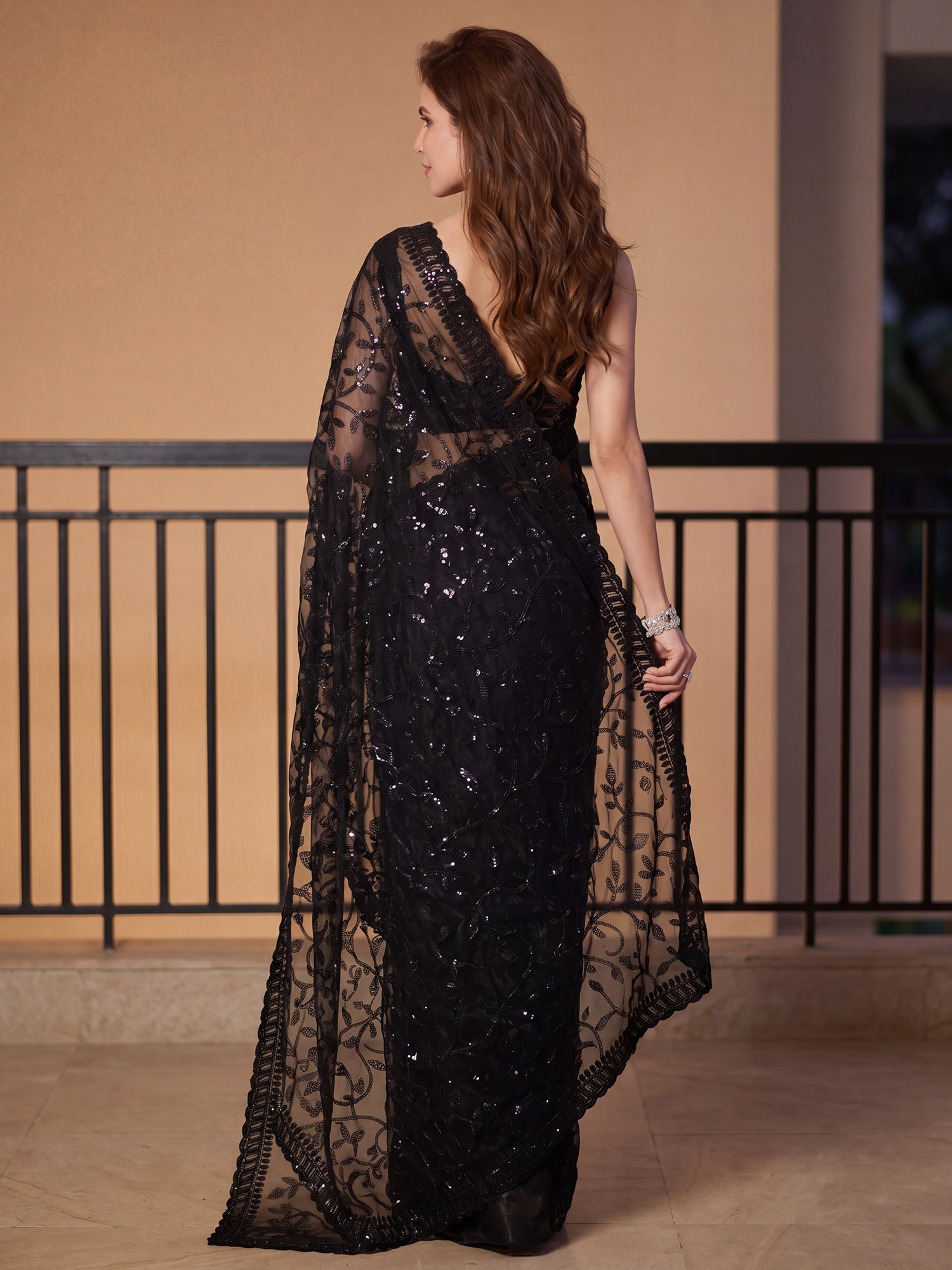 Midnight Black Net Saree - Ressa