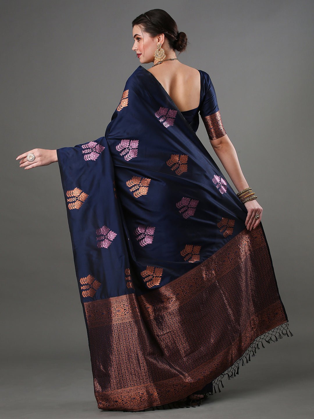 Midnight Navy banarasi Silk saree - Ressa