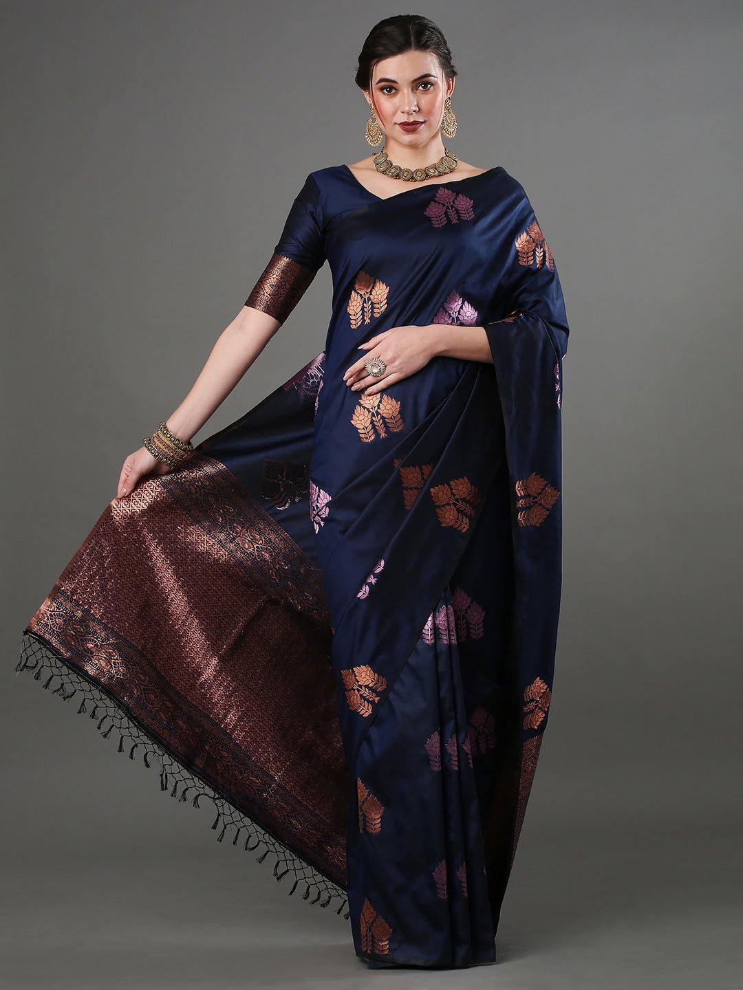Midnight Navy banarasi Silk saree - Ressa
