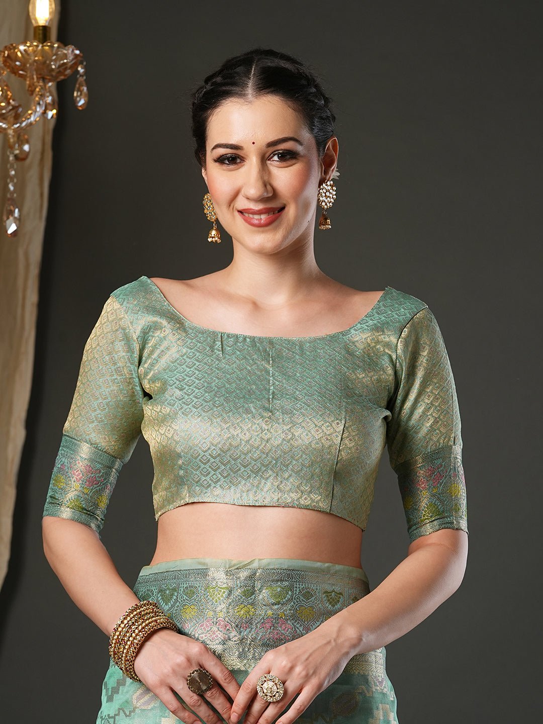 Mint Green Banarasi Silk Saree - Ressa