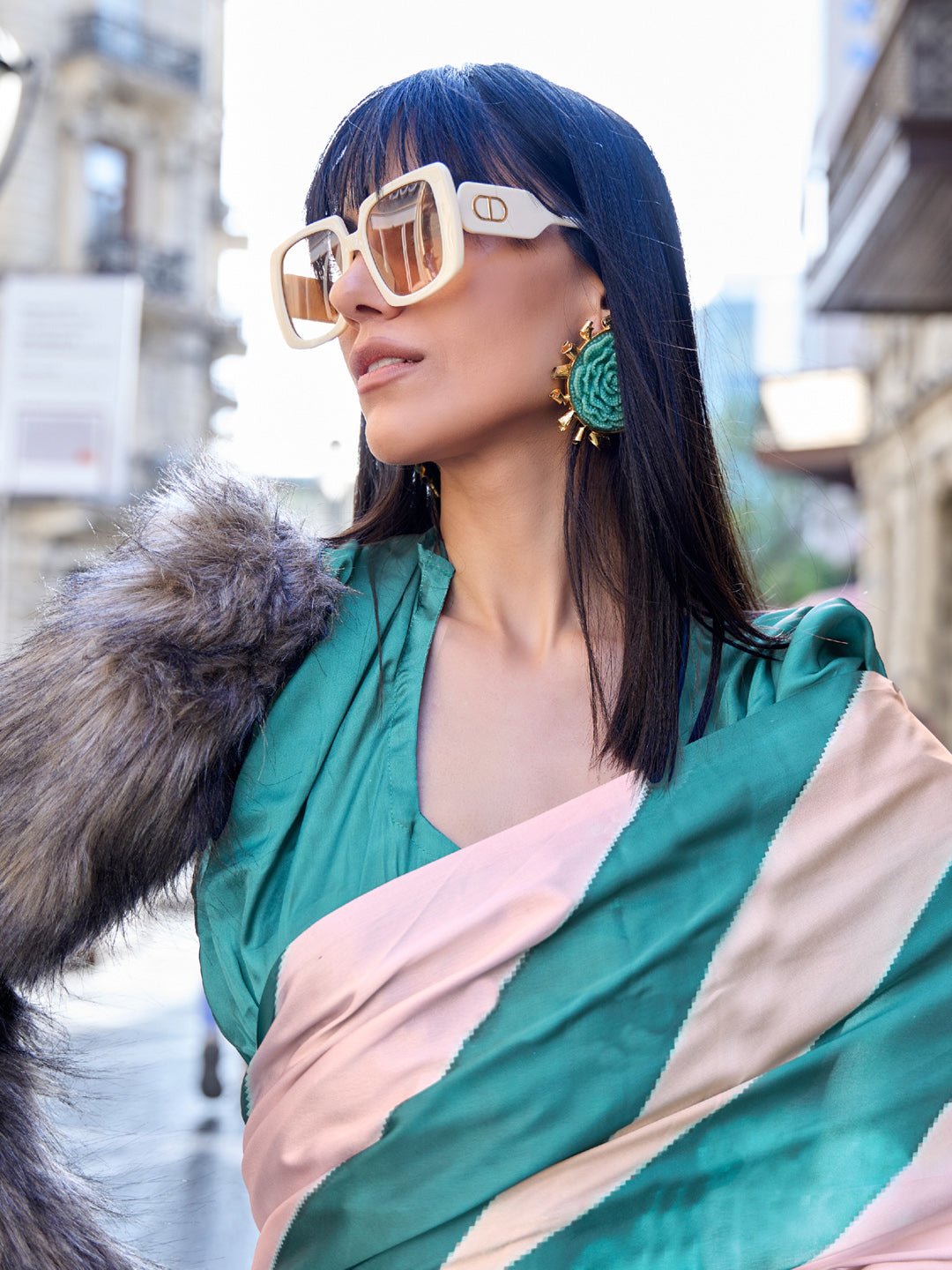 Modern Geometric Abstract Print Saree - Ressa