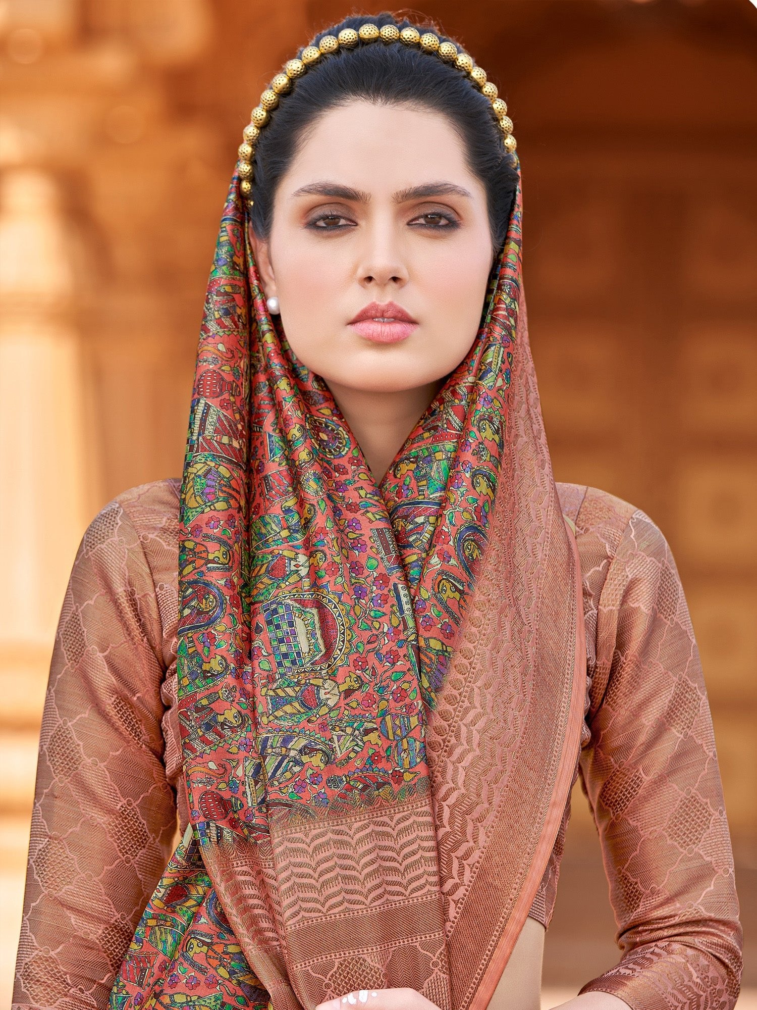 Multi-color Patola Silk Banarasi Zari Border Saree - Ressa