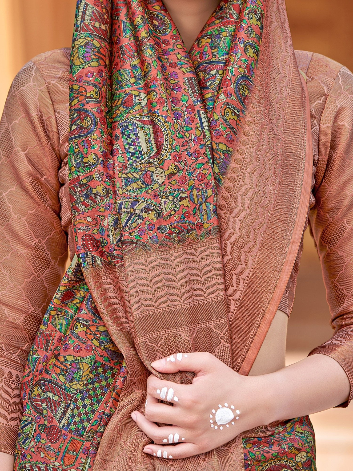 Multi-color Patola Silk Banarasi Zari Border Saree - Ressa