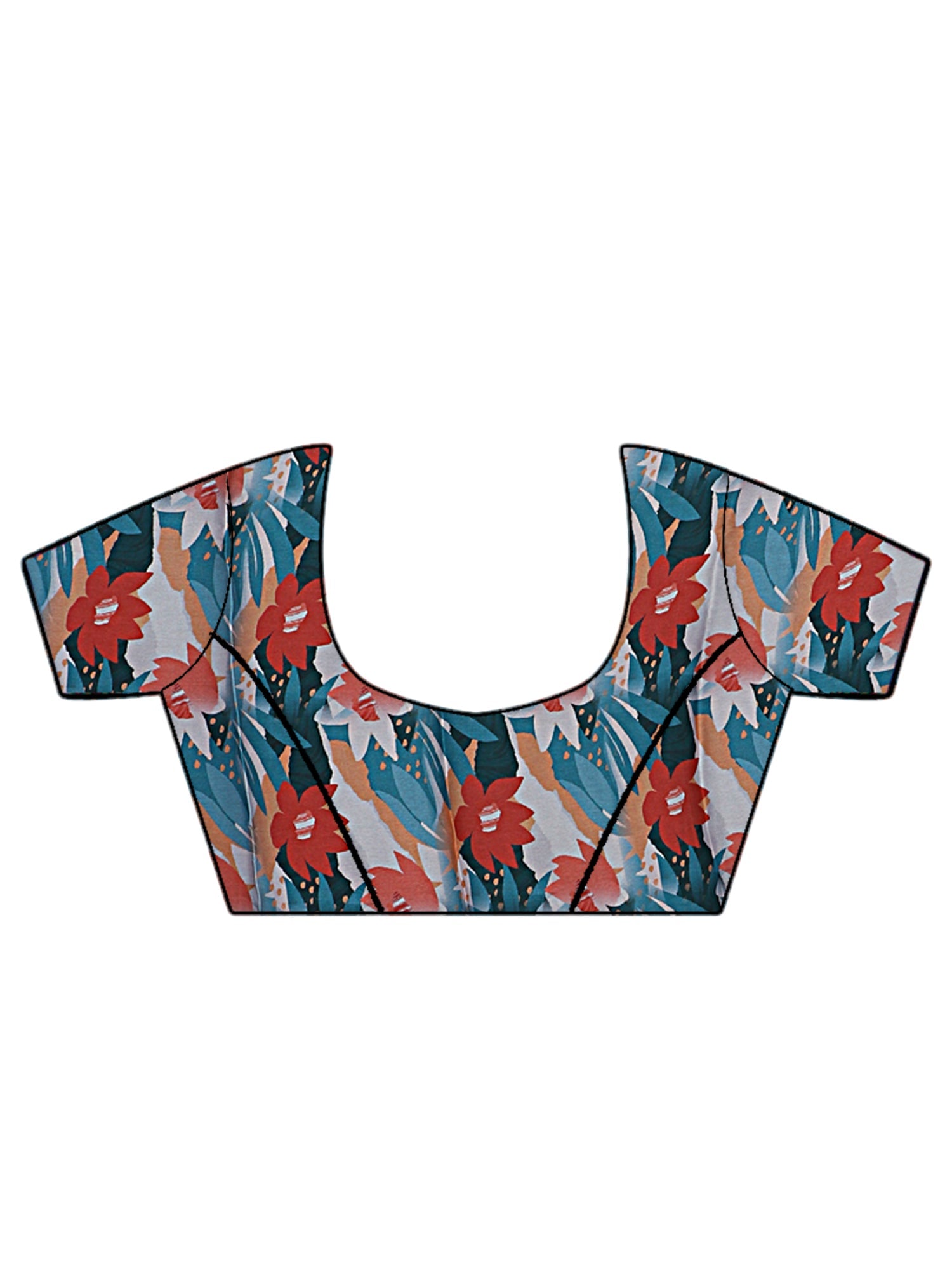 Multicolor Abstract Print Polyester Saree - Ressa