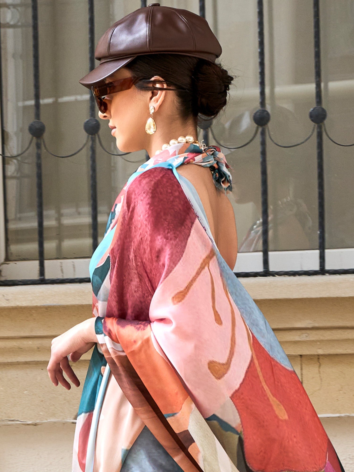 Multicolor Abstract Print Polyester Saree - Ressa
