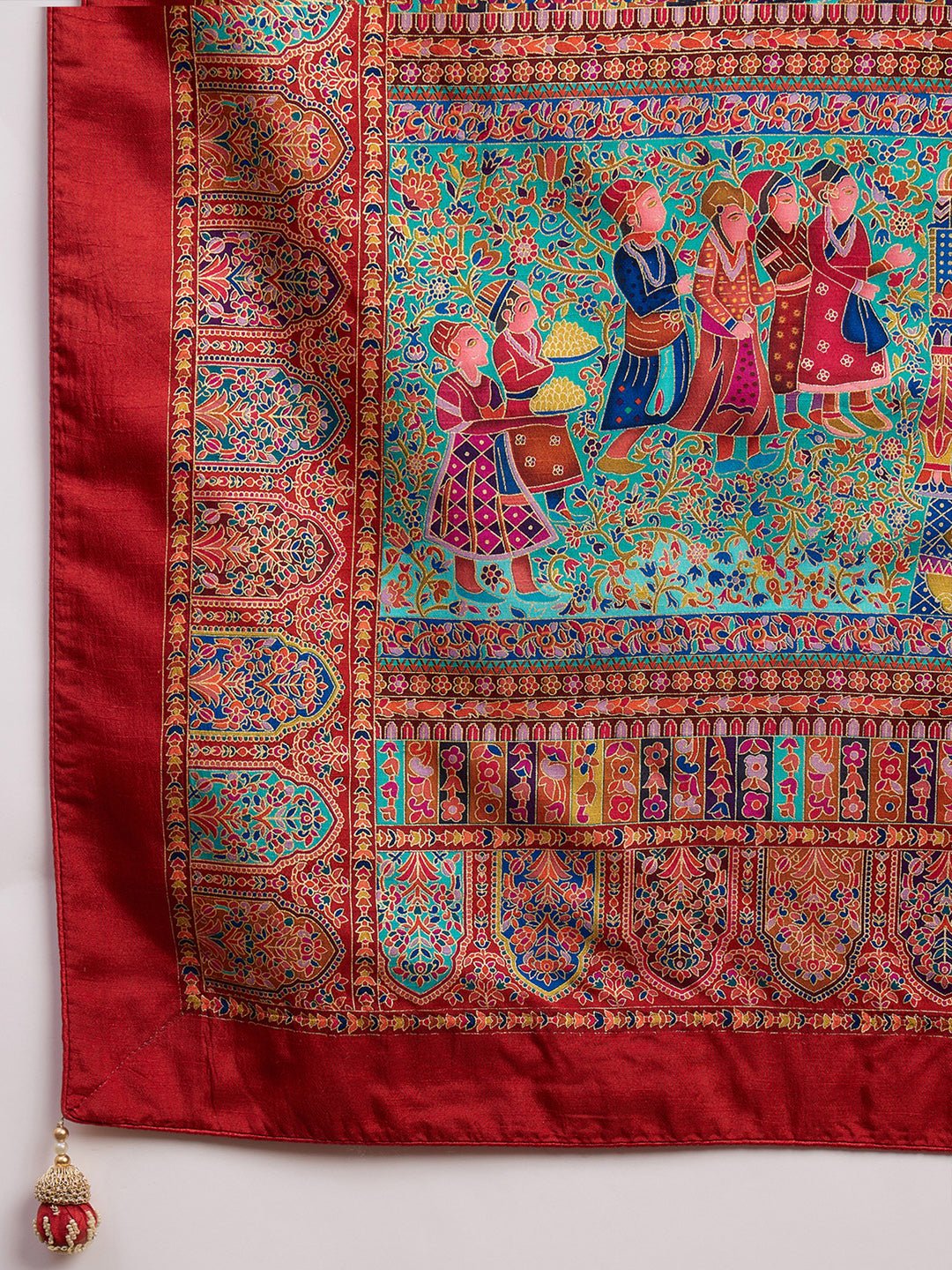 Multicolor Banarasi Silk Blend Pichwai-Inspired Weaving Zari Border Blouse Saree - Ressa