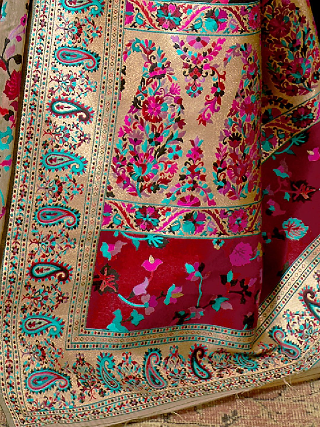 Multicolor Kashmiri Silk Blend Saree - Ressa