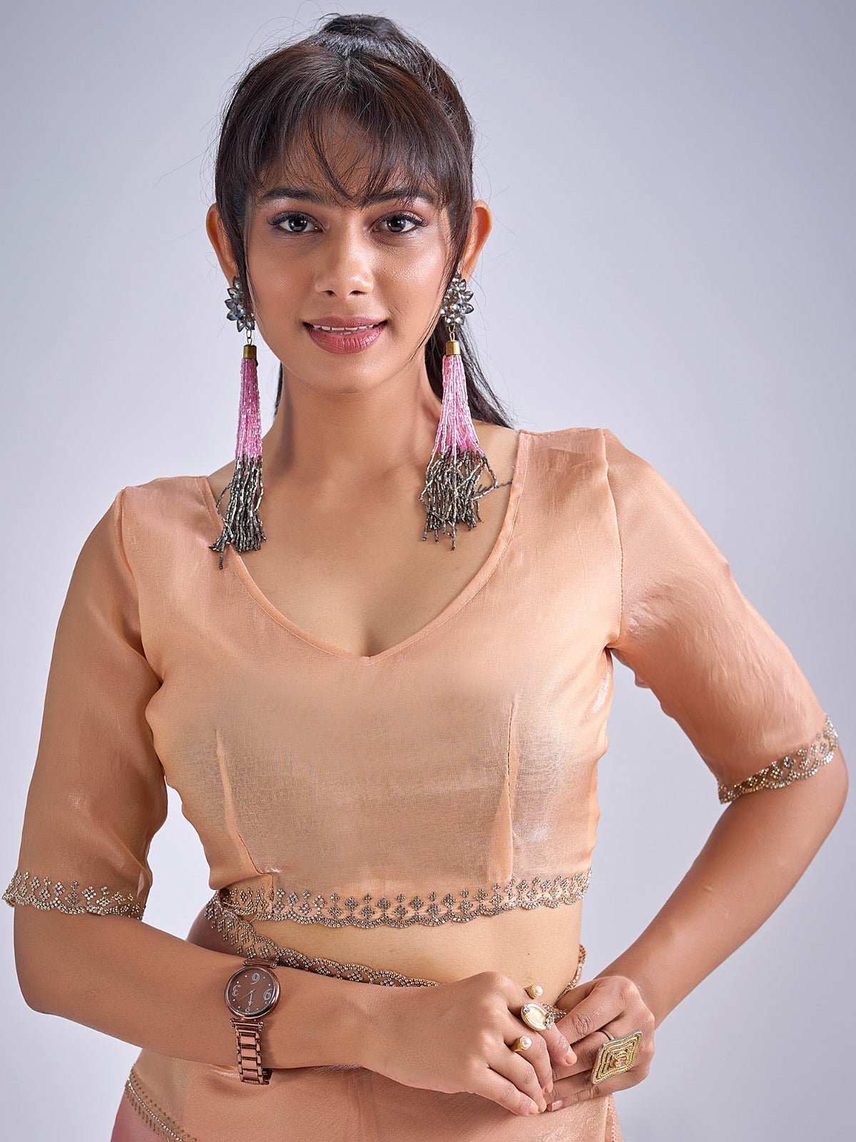 Multicolor Pastel Tissue Silk Saree - Ressa
