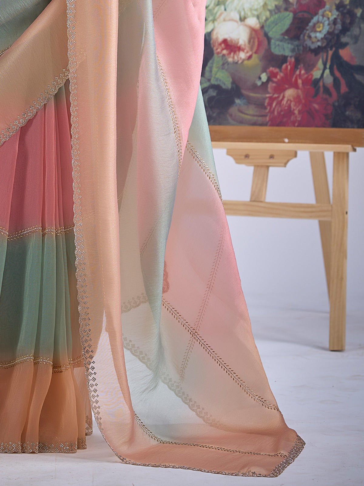 Multicolor Pastel Tissue Silk Saree - Ressa