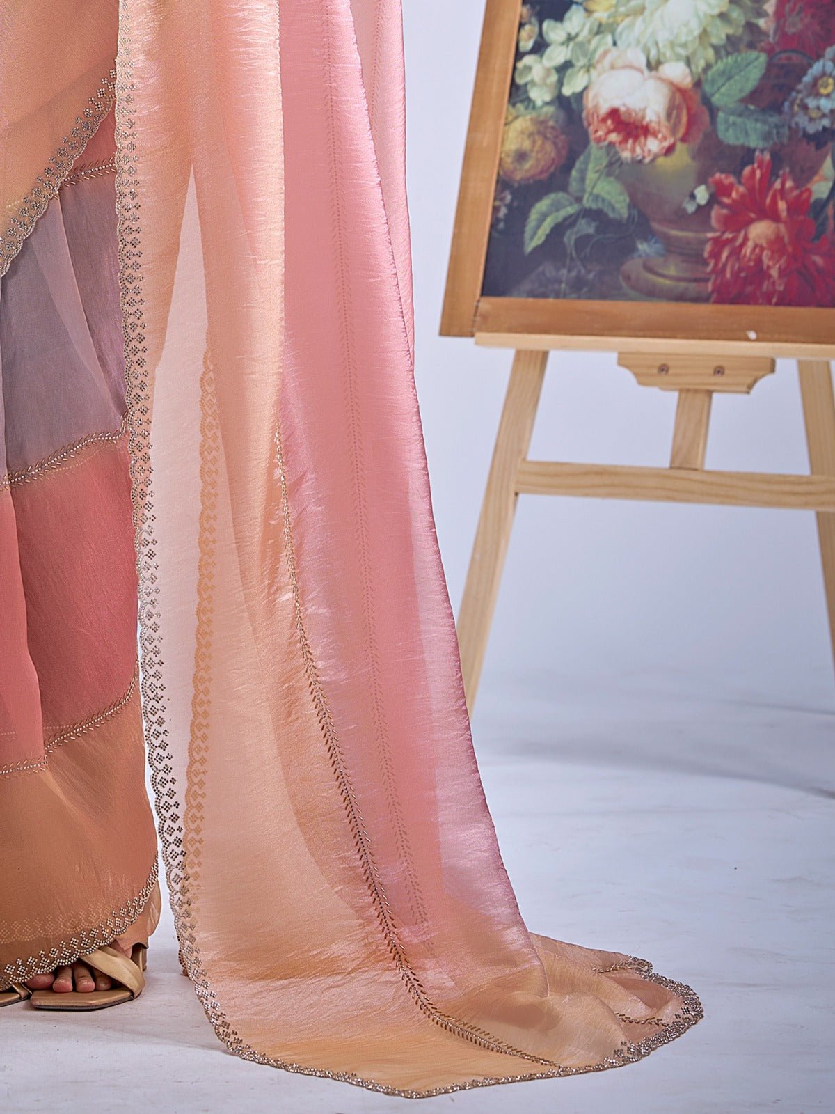 Multicolor Pastel Tissue Silk Saree - Ressa