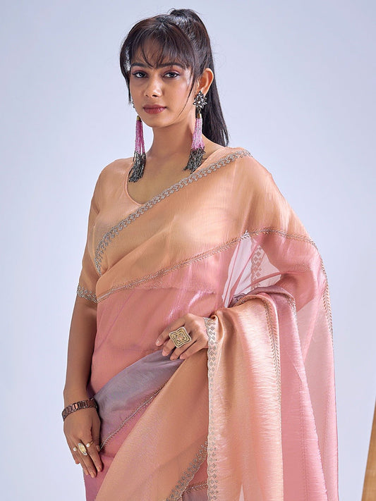 Multicolor Pastel Tissue Silk Saree - Ressa