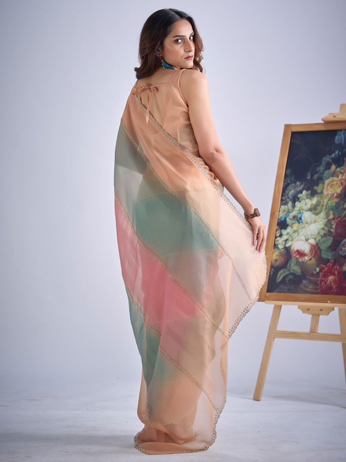 Multicolor Pastel Tissue Silk Saree - Ressa