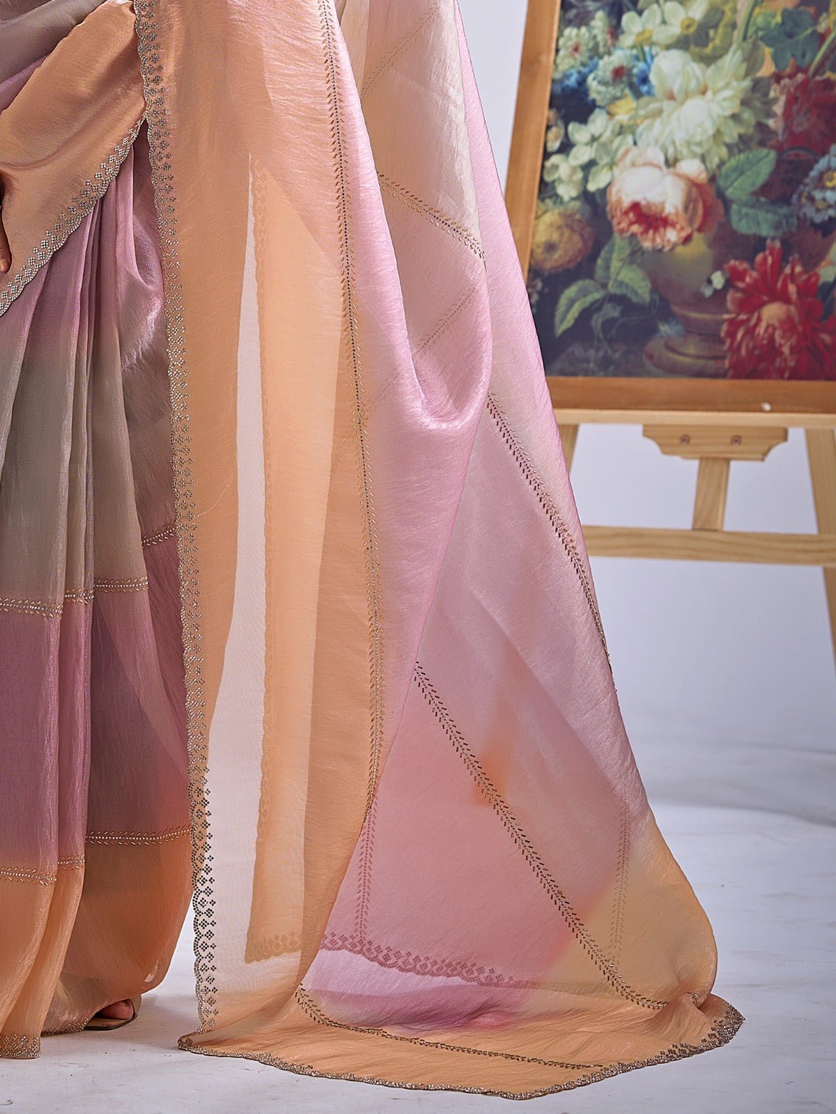 Multicolor Pastel Tissue Silk Saree - Ressa