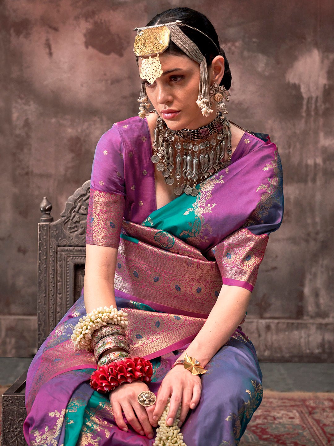 Multicolor Rangkat Banarasi Silk Zari Woven Saree - Ressa