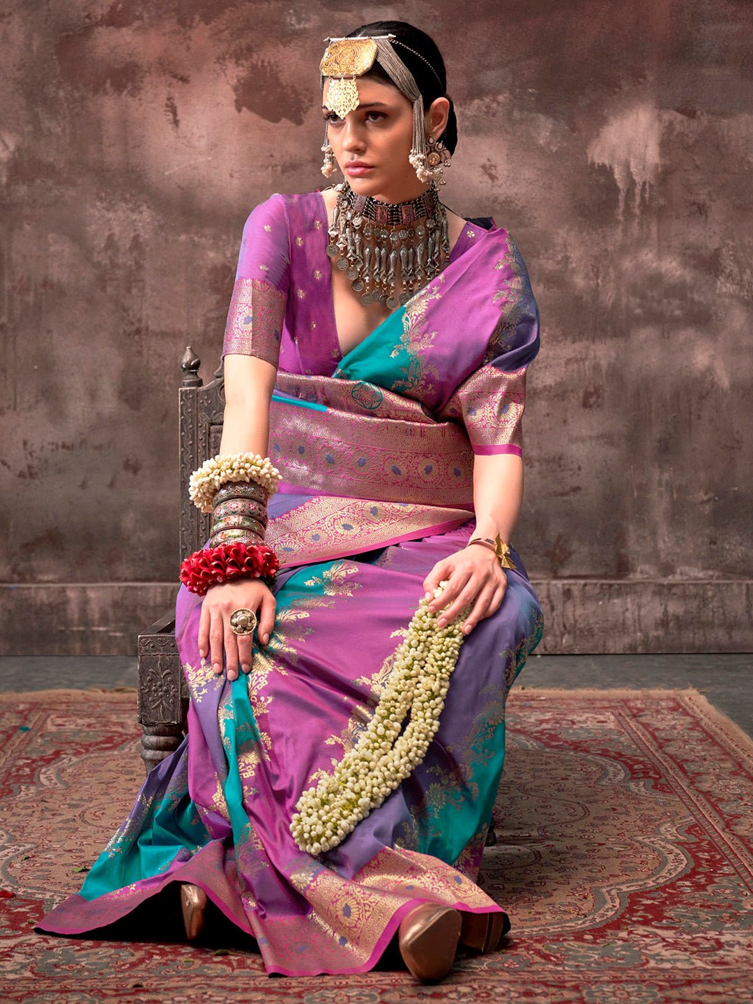 Multicolor Rangkat Banarasi Silk Zari Woven Saree - Ressa