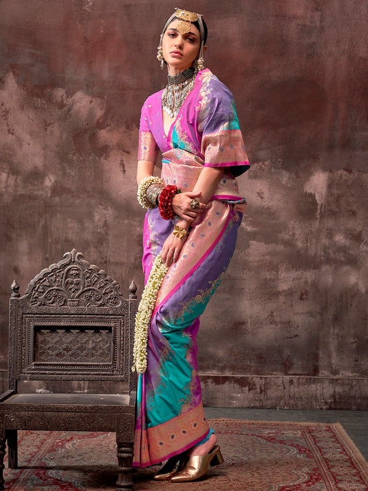 Multicolor Rangkat Banarasi Silk Zari Woven Saree - Ressa