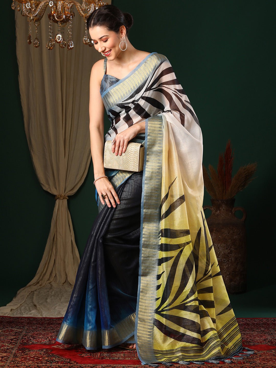 Multicolour Ombre Organza Saree - Ressa