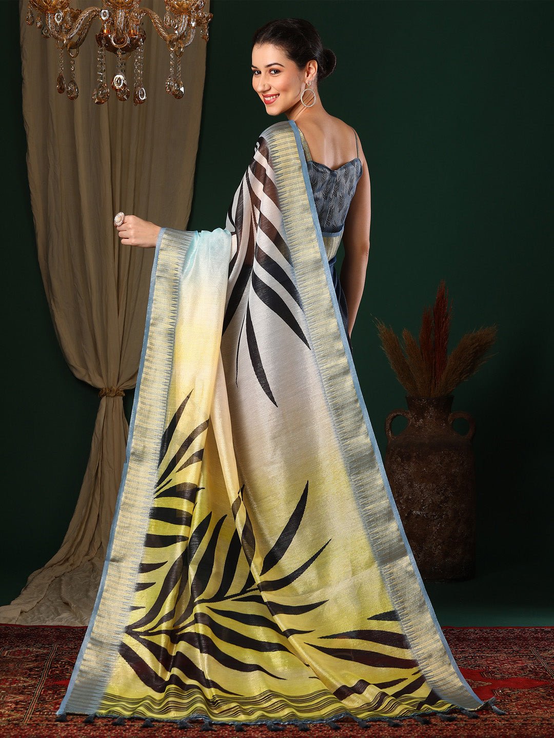 Multicolour Ombre Organza Saree - Ressa