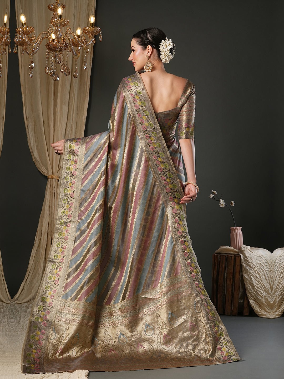 Multicolour Tissue Banarasi Silk Saree - Ressa
