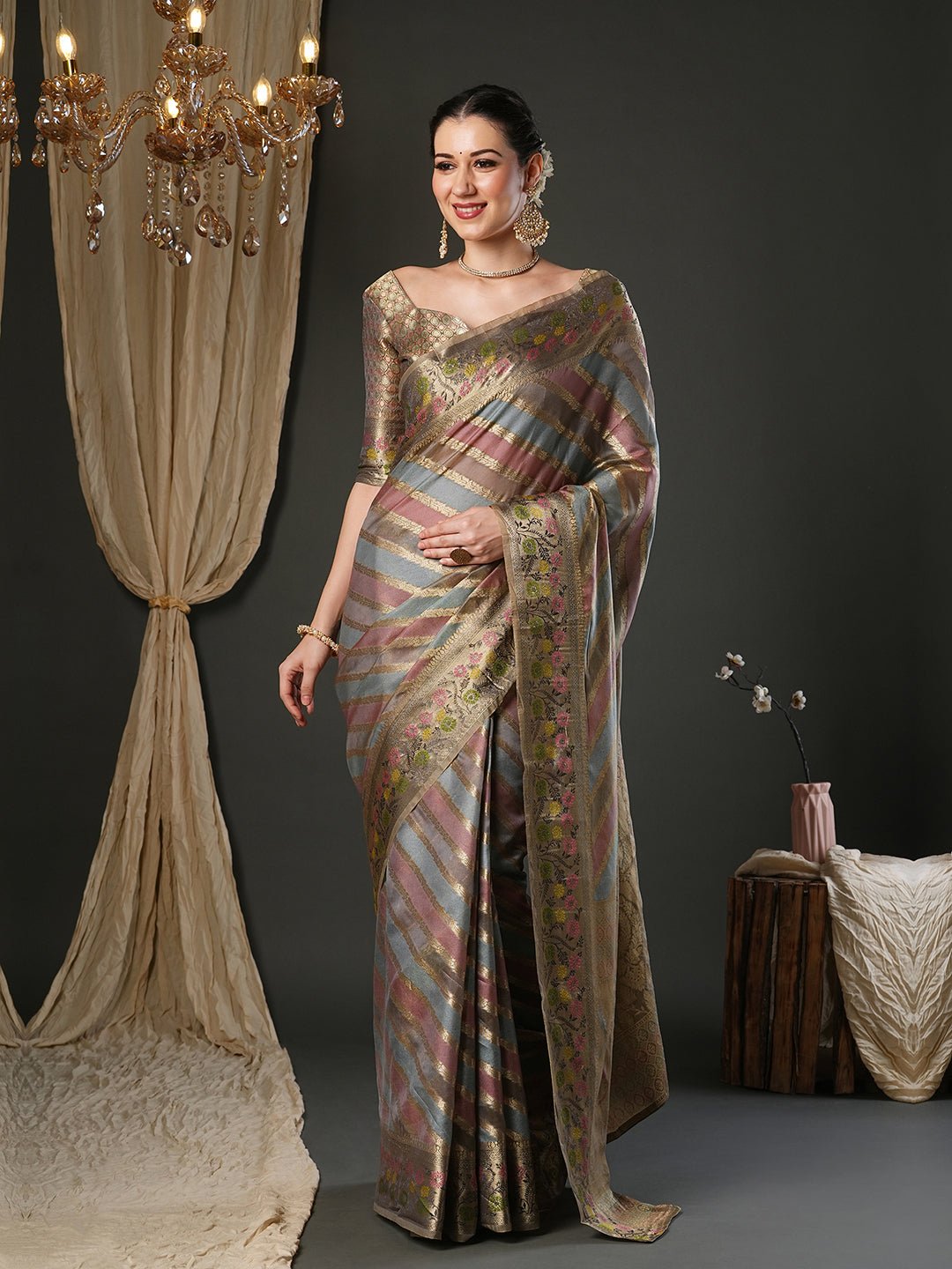 Multicolour Tissue Banarasi Silk Saree - Ressa