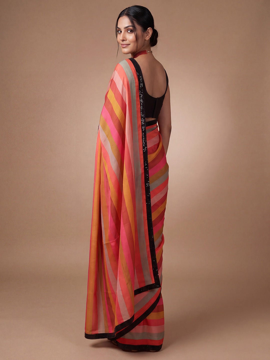 Multicoloured Satin Saree - Ressa