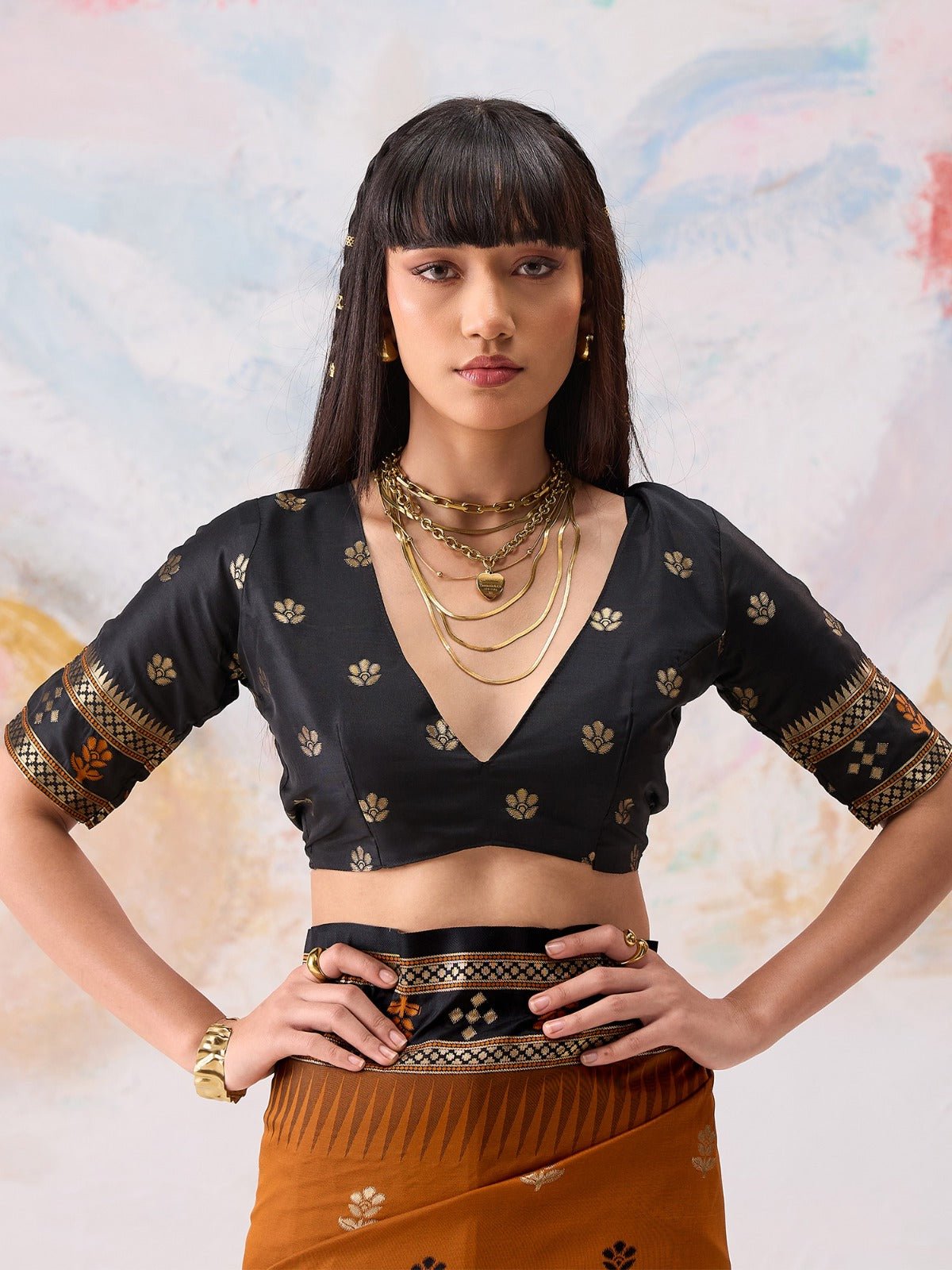 Mustard Brown Silk Saree - Ressa