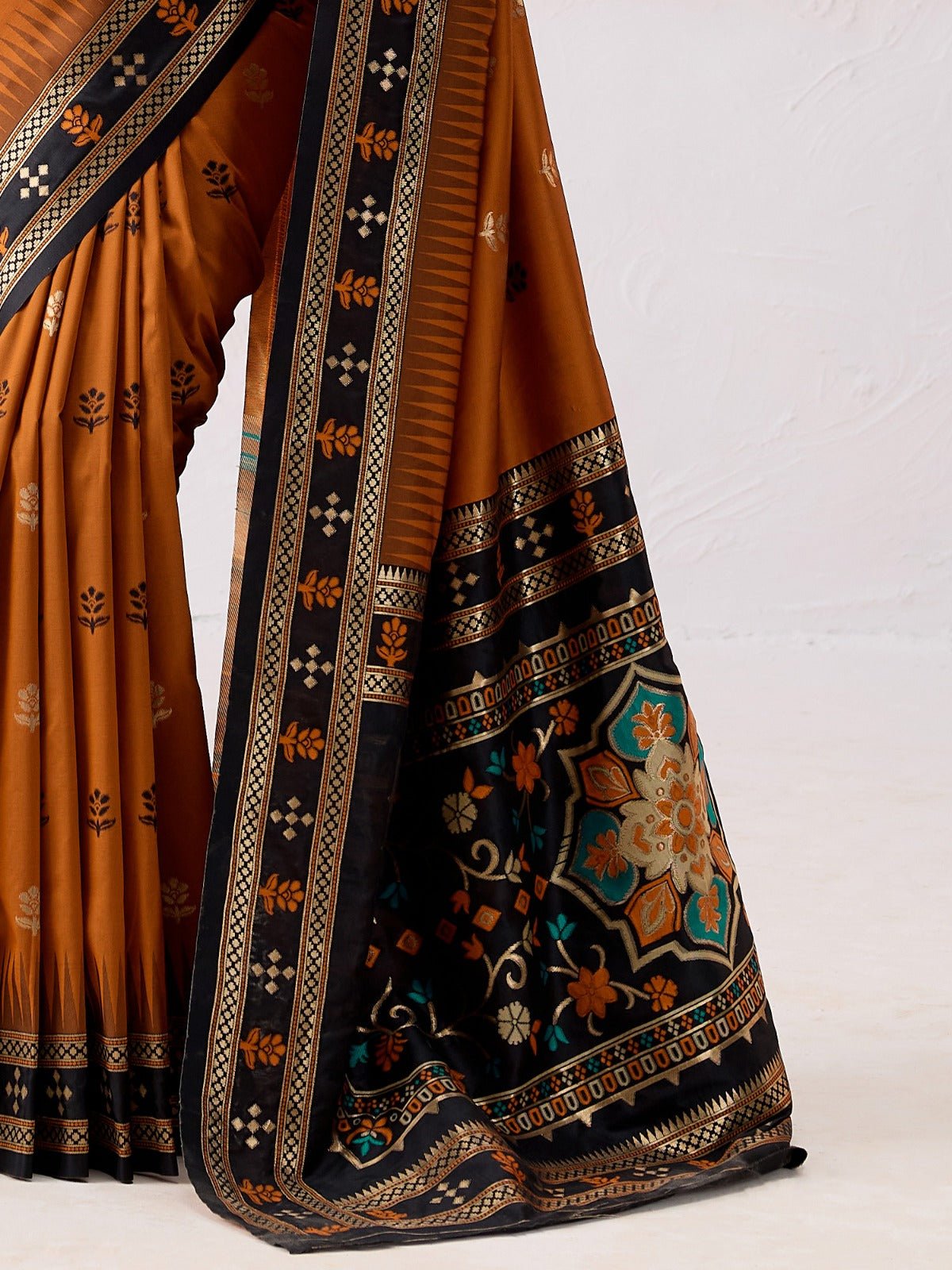 Mustard Brown Silk Saree - Ressa