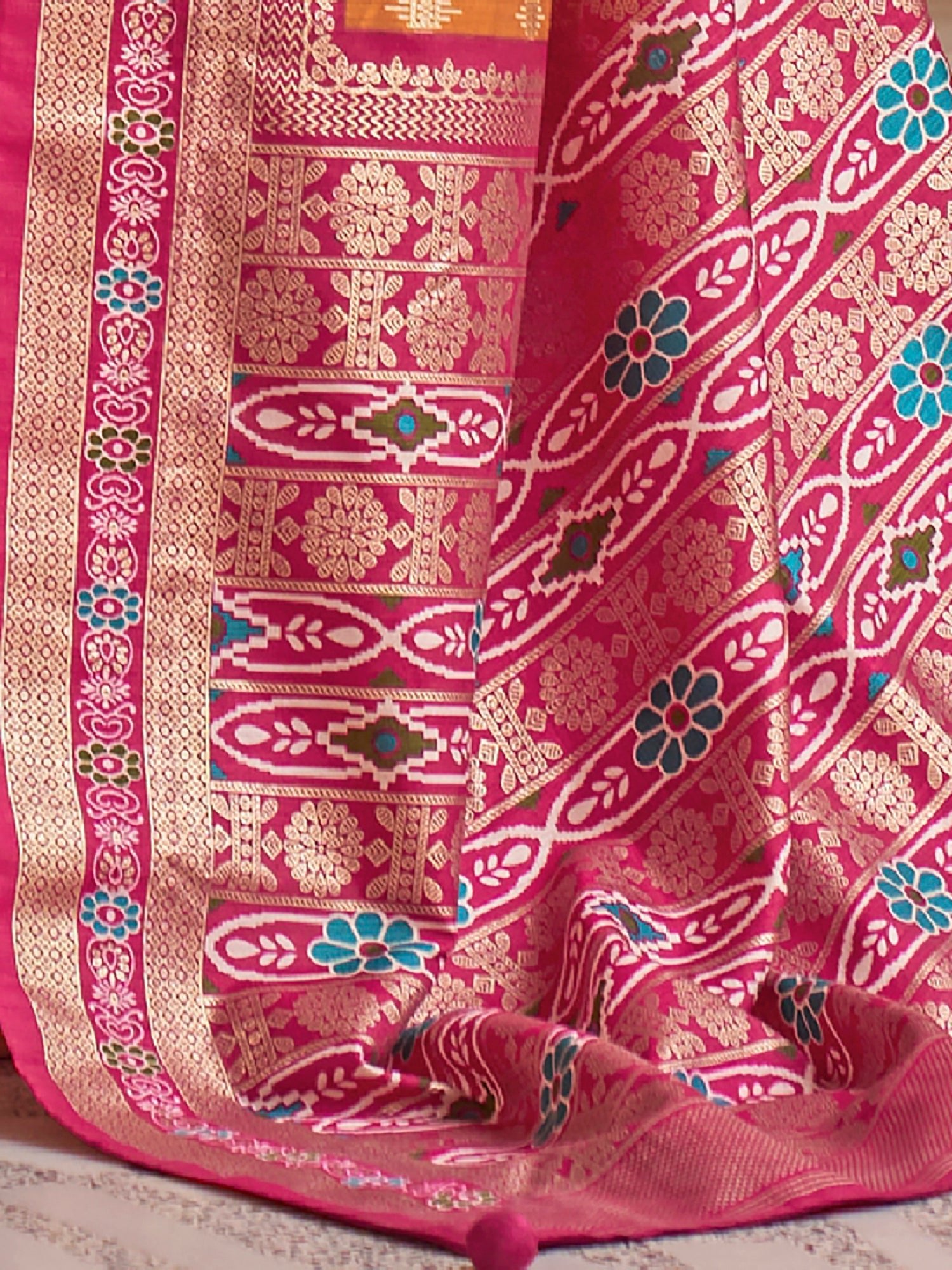 Mustard Gold Banarasi Silk Saree - Ressa