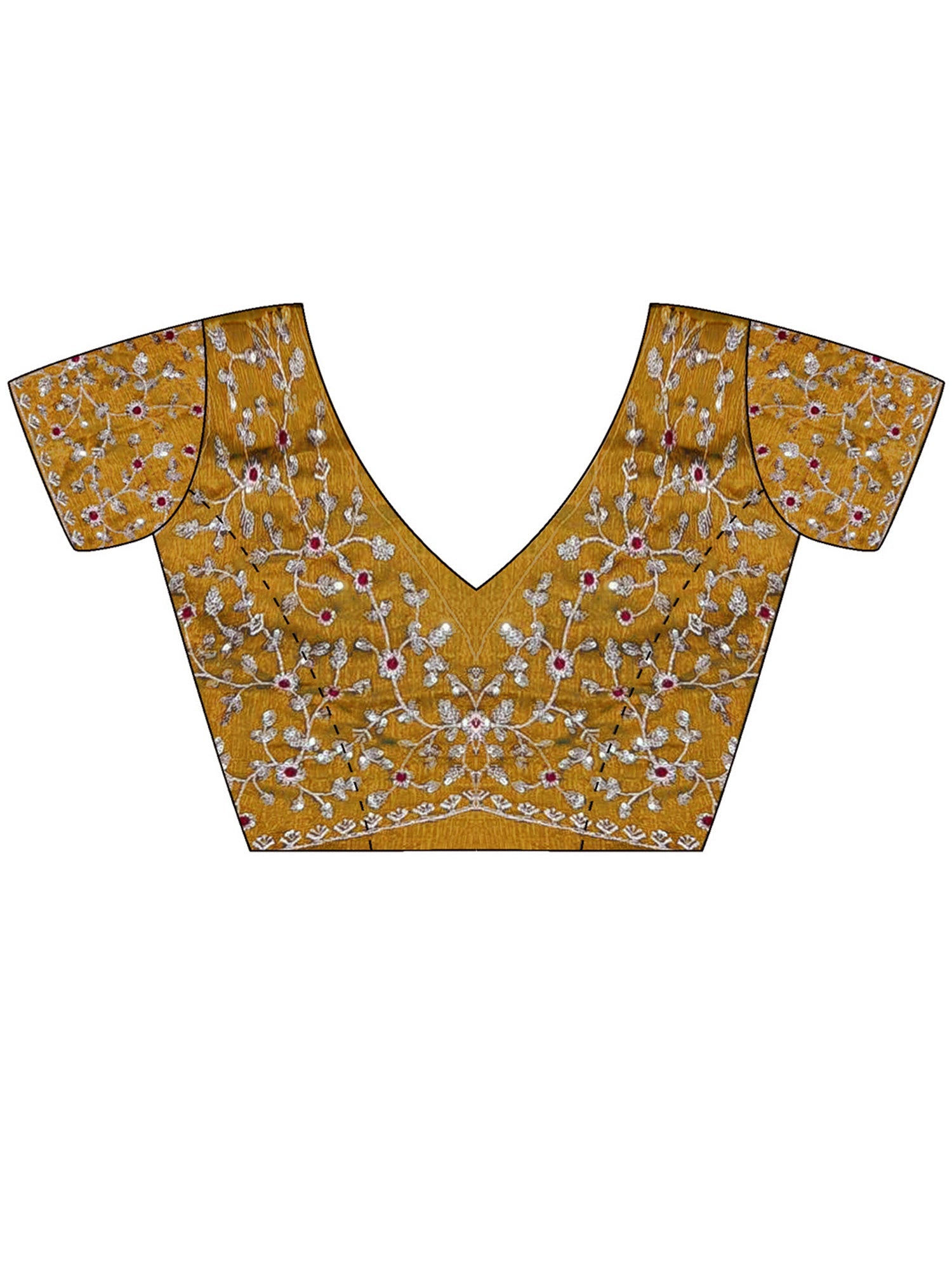 Mustard Gold Banarasi Woven Silk Blend Gold Zari &amp; Stone Work Saree - Ressa