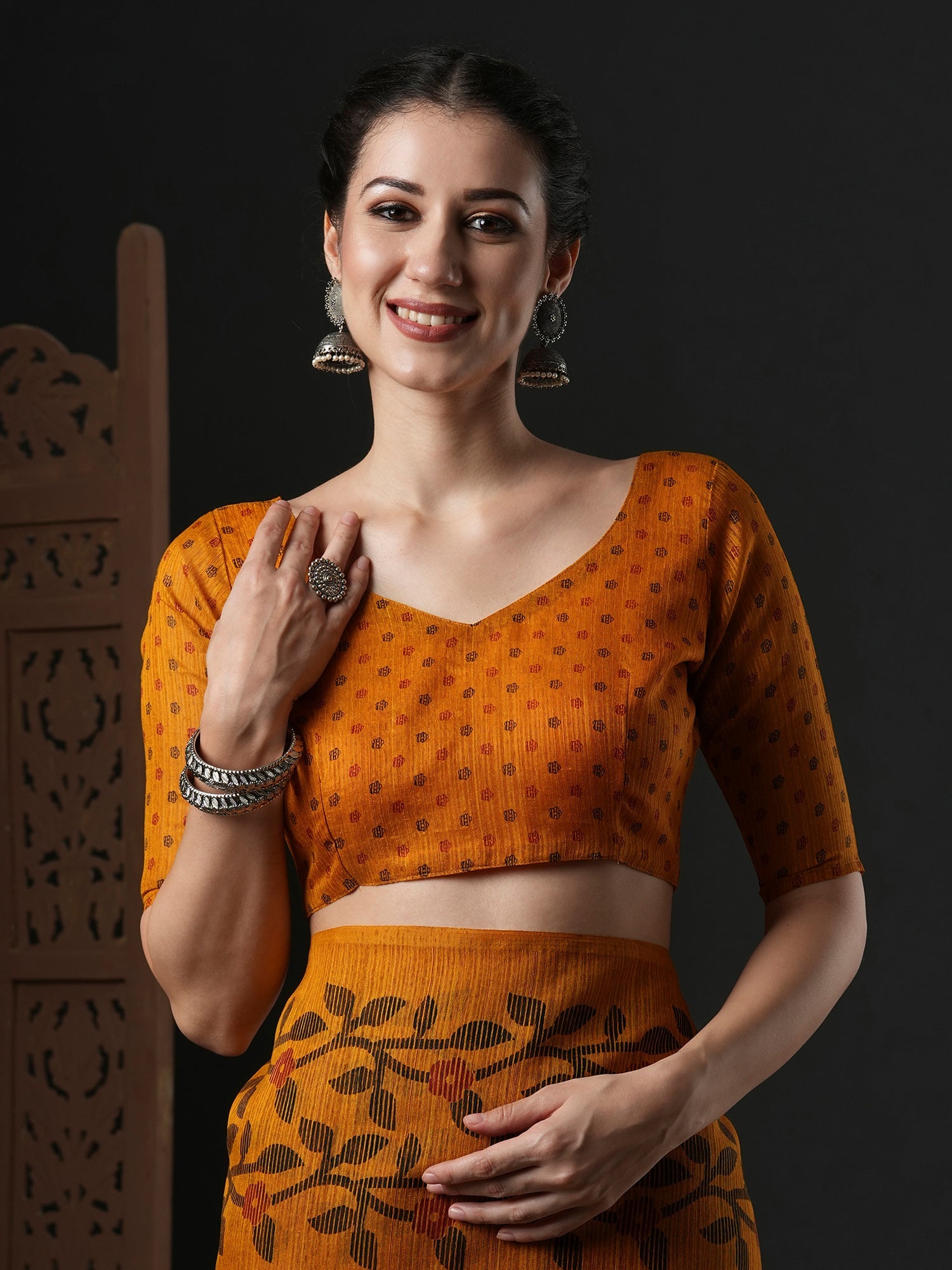 Mustard Jamdani Cotton Silk Saree - Ressa