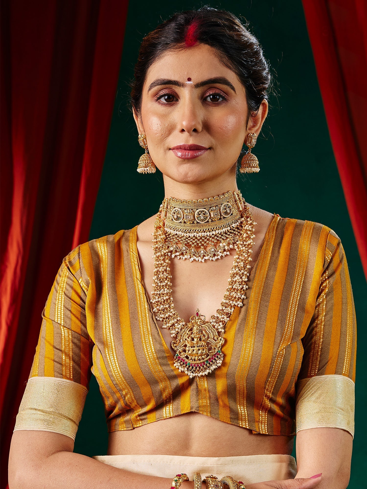 Mustard Silk Saree with Ikat Weave & Ivory Pallu - Ressa