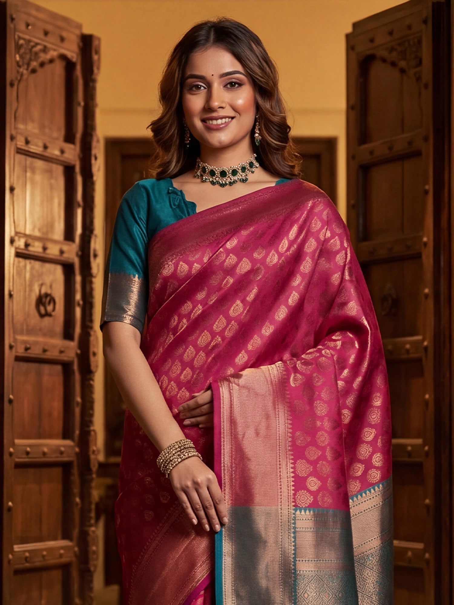 Mustard Yellow Banarasi Silk Heritage Zari Weave Saree - Ressa