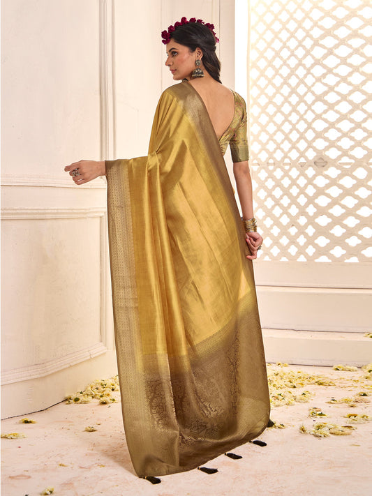Mustard Yellow Banarasi Silk saree - Ressa