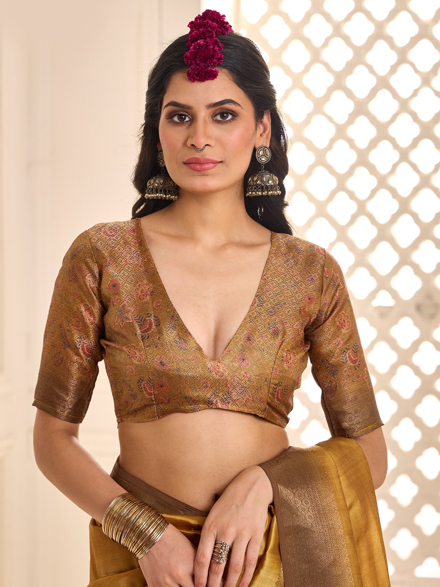 Mustard Yellow Banarasi Silk saree - Ressa