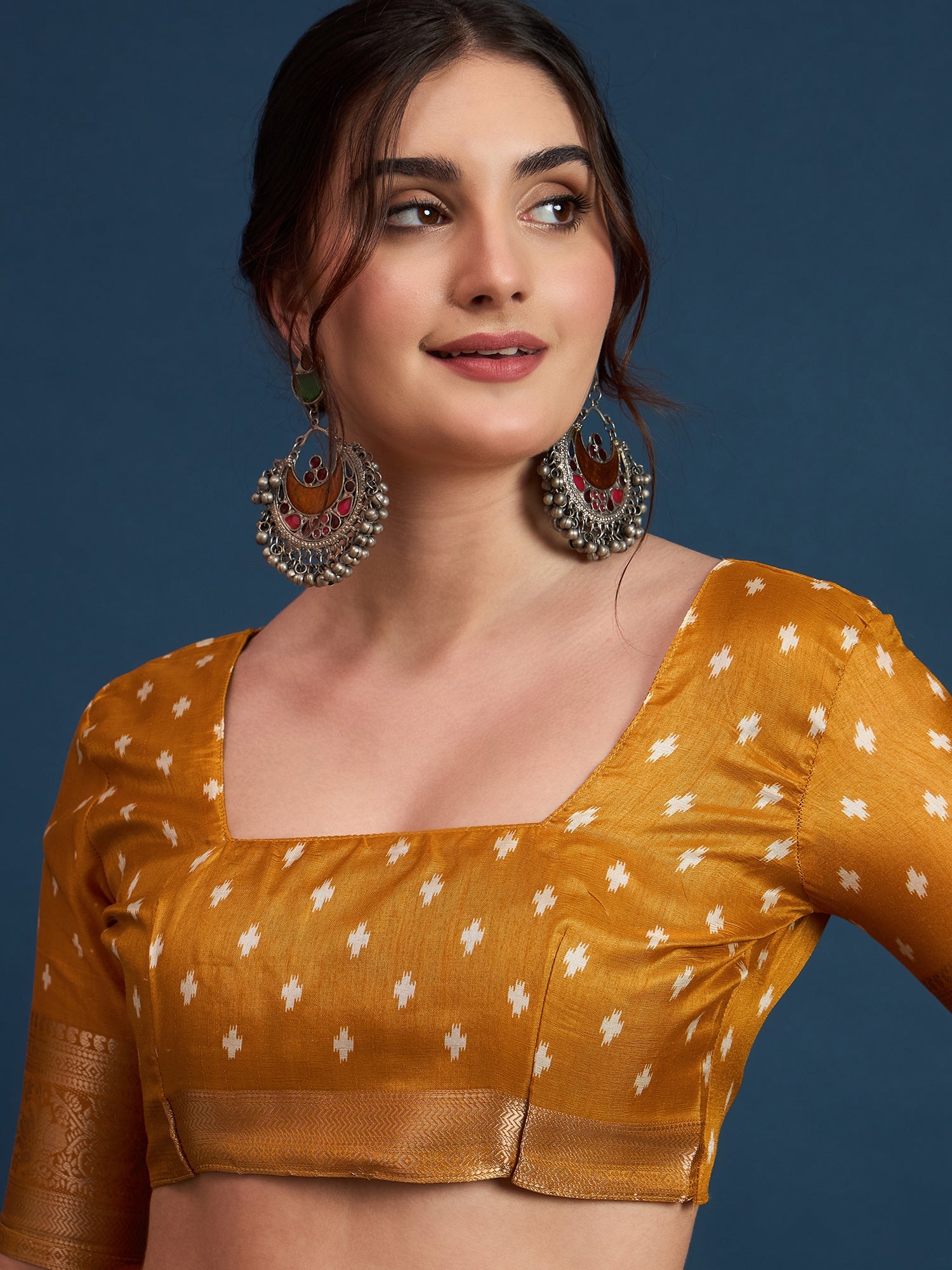 Mustard Yellow Bandhani Silk Saree - Ressa