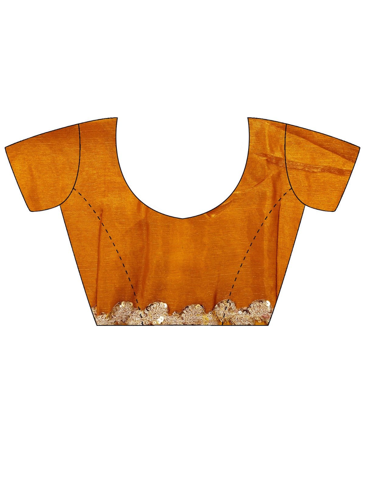 Mustard Yellow Chiffon with Gold Floral Lace Border - Ressa