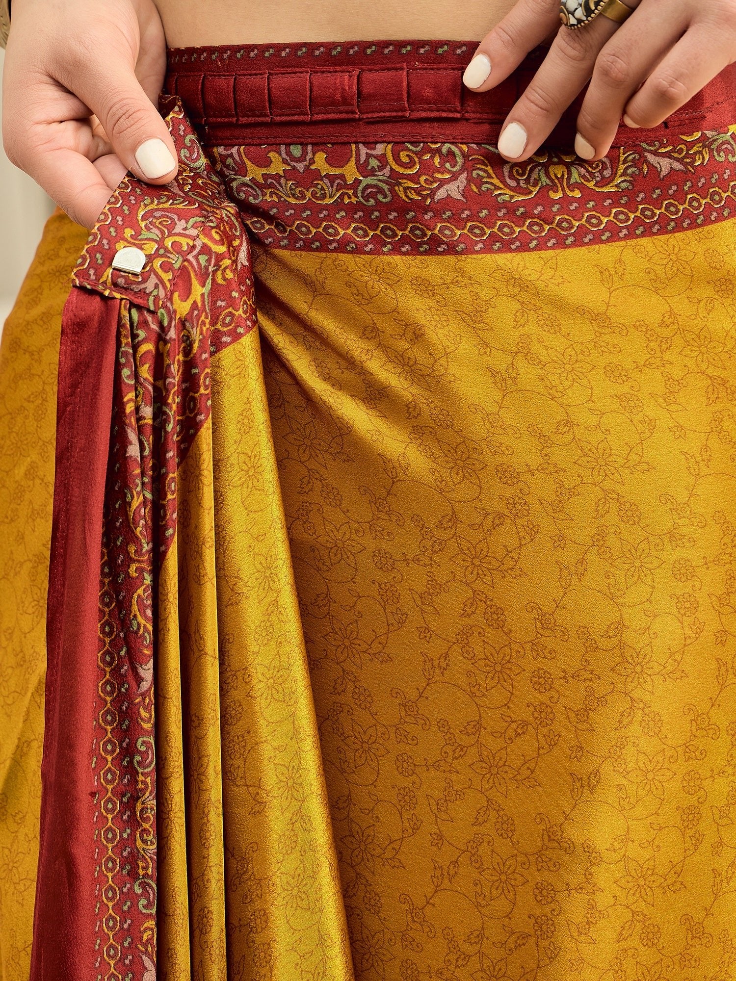 Mustard Yellow Crepe Saree - Ressa